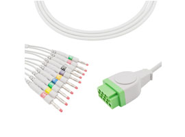 A4030-EE1 GE Healthcare Compatible EKG Cable 11-pin 10KΩ AHA Banan