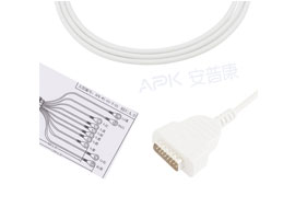 A1028-EE1 GE Healthcare Compatible EKG Cable DB-15 Connector 4.7KΩ AHA Snap