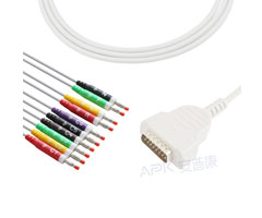 A4029-EE0 GE Healthcare Compatible Direct-Connect EKG Cable DB-15 Connector 10KΩ IEC Banana