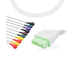 A1036-EE0 Nihon Kohden Compatible EKG Cable 12-pin Nihon Kohden Connectorr IEC Snap