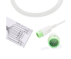 A1045-EE1 Comen Compatible EKG Cable Round 12pin AHA Snap