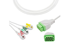 A3156-EC0 GE Marquette Compatible Direct-Connect ECG Cable 3-lead Clip, IEC 11pin